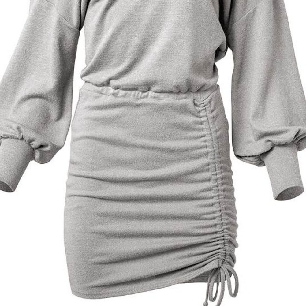 Plus Size Cozy Hacci Ruched Dress- 1x